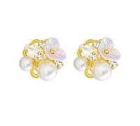 QIN 2021 new Korean fashion sweet simulation - Pearl flower stud earring women's cute elegant brincos Pendentes Jewelry