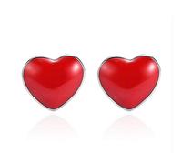 QIN 925 sterling silver new ladies fashion brand jewelry red heart bolt earrings Sweet red crystal epoxy heart shape