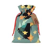 QIN&ZHENG Atomic Stars Retro Patterns print Drawstring Gifts Bag for Women Christmas Birthday Personalized Present Bag,1 Piece