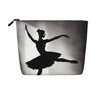 QIN&ZHENG Ballerina Dance Print Cosmetic Bag Zipper Large Makeup Bag Novelty Toiletry Pouch for Women Lightweight, Black, One Size, Black, One Size