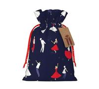 QIN&ZHENG Ballroom Dance Patterns print Drawstring Gifts Bag for Women Christmas Birthday Personalized Present Bag,1 Piece