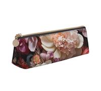 QIN&ZHENG Beautiful Flowers 1 Print Fashion Leather Triangular Pouch Lightweight Cosmetic Case Full-Print Compact Organizer, White, One Size, Stylish, White, One Size, Stylish