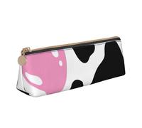 QIN&ZHENG Black White Milk Cow Print Fashion Leather Triangular Pouch Lightweight Cosmetic Case Full-Print Compact Organizer, White, One Size, Stylish