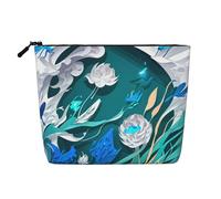 QIN&ZHENG Blue fly Dragonfly Print Cosmetic Bag Zipper Large Makeup Bag Novelty Toiletry Pouch for Women Lightweight, Black, One Size, Black, One Size