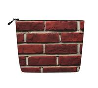 QIN&ZHENG Brick Red Stone Print Cosmetic Bag Zipper Large Makeup Bag Novelty Toiletry Pouch for Women Lightweight, Black, One Size, Black, One Size
