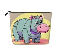 QIN&ZHENG Cartoon Hippo Print Cosmetic Bag Zipper Large Makeup Bag Novelty Toiletry Pouch for Women Lightweight, Black, One Size, Black, One Size