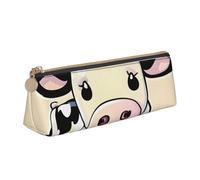 QIN&ZHENG Cartoon Milk Cow Print Fashion Leather Triangular Pouch Lightweight Cosmetic Case Full-Print Compact Organizer, White, One Size, Stylish, White, One Size, Stylish