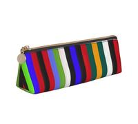 QIN&ZHENG Colored Stripes Print Fashion Leather Triangular Pouch Lightweight Cosmetic Case Full-Print Compact Organizer, White, One Size, Stylish
