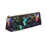 QIN&ZHENG Colorful Paint-standard Print Fashion Leather Triangular Pouch Lightweight Cosmetic Case Full-Print Compact Organizer, White, One Size, Stylish