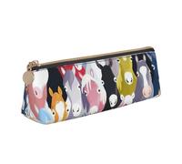 QIN&ZHENG Colourful Cartoon Horses Print Fashion Leather Triangular Pouch Lightweight Cosmetic Case Full-Print Compact Organizer, White, One Size, Stylish
