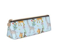 QIN&ZHENG Cute Giraffe Flowers Print Fashion Leather Triangular Pouch Lightweight Cosmetic Case Full-Print Compact Organizer, White, One Size, Stylish
