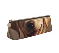 QIN&ZHENG cute Labrador Dog Print Fashion Leather Triangular Pouch Lightweight Cosmetic Case Full-Print Compact Organizer, White, One Size, Stylish, White, One Size, Stylish