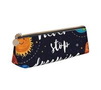 QIN&ZHENG Cute Planet Print Fashion Leather Triangular Pouch Lightweight Cosmetic Case Full-Print Compact Organizer, White, One Size, Stylish