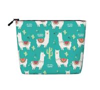 QIN&ZHENG Cute White Llama and Cactus Print Cosmetic Bag Zipper Large Makeup Bag Novelty Toiletry Pouch for Women Lightweight, Black, One Size, Black, One Size