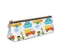 QIN&ZHENG Diversified transportation Print Fashion Leather Triangular Pouch Lightweight Cosmetic Case Full-Print Compact Organizer, White, One Size, Stylish