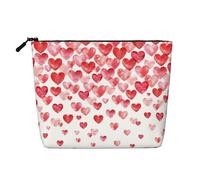 QIN&ZHENG Falling Hearts Print Cosmetic Bag Zipper Large Makeup Bag Novelty Toiletry Pouch for Women Lightweight, Black, One Size, Black, One Size