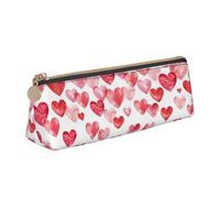 QIN&ZHENG Falling Hearts Print Fashion Leather Triangular Pouch Lightweight Cosmetic Case Full-Print Compact Organizer, White, One Size, Stylish, White, One Size, Stylish