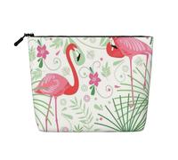 QIN&ZHENG Floral Flamingo Botany Print Cosmetic Bag Zipper Large Makeup Bag Novelty Toiletry Pouch for Women Lightweight, Black, One Size, Black, One Size