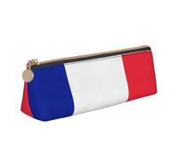 QIN&ZHENG French flag Print Small Leather Triangular Pouch Lightweight Cosmetic Case Novelty Compact Organizer, White, One Size, Stylish, White, One Size, Stylish