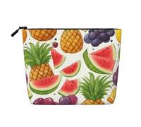 QIN&ZHENG Fresh Juicy Fruits Pineapple Berries Grape Orange Print Cosmetic Bag Zipper Large Makeup Bag Novelty Toiletry Pouch for Women Lightweight, Black, One Size, Black, One Size