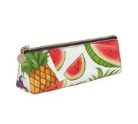 QIN&ZHENG Fresh Juicy Fruits Pineapple Berries Grape Orange Print Fashion Leather Triangular Pouch Lightweight Cosmetic Case Full-Print Compact Organizer, White, One Size, Stylish, White, One Size,