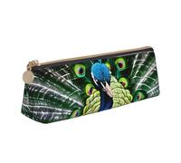 QIN&ZHENG Fresh peacock Print Fashion Leather Triangular Pouch Lightweight Cosmetic Case Full-Print Compact Organizer, White, One Size, Stylish, White, One Size, Stylish