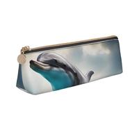 QIN&ZHENG Funny Dolphin Looking at You Print Fashion Leather Triangular Pouch Lightweight Cosmetic Case Full-Print Compact Organizer, White, One Size, Stylish, White, One Size, Stylish