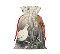 QIN&ZHENG Grass and dove print Drawstring Gifts Bag for Women Christmas Birthday Personalized Present Bag,1 Piece