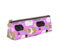 QIN&ZHENG Guinea Pigs and Cupcakes Print Fashion Leather Triangular Pouch Lightweight Cosmetic Case Full-Print Compact Organizer, White, One Size, Stylish