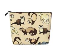 QIN&ZHENG Hairy Ferret Print Cosmetic Bag Zipper Large Makeup Bag Novelty Toiletry Pouch for Women Lightweight, Black, One Size, Black, One Size