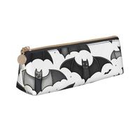 QIN&ZHENG Halloween Flying Bats Print Fashion Leather Triangular Pouch Lightweight Cosmetic Case Full-Print Compact Organizer, White, One Size, Stylish, White, One Size, Stylish