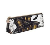 QIN&ZHENG Happy-halloween-vector Print Fashion Leather Triangular Pouch Lightweight Cosmetic Case Full-Print Compact Organizer, White, One Size, Stylish, White, One Size, Stylish