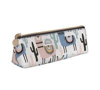 QIN&ZHENG Llama Alpaca Cactus Print Fashion Leather Triangular Pouch Lightweight Cosmetic Case Full-Print Compact Organizer, White, One Size, Stylish
