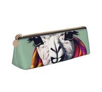QIN&ZHENG Llama in A Scarf Print Fashion Leather Triangular Pouch Lightweight Cosmetic Case Full-Print Compact Organizer, White, One Size, Stylish, White, One Size, Stylish