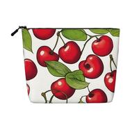 QIN&ZHENG lovely sweet red cherry 3 Print Cosmetic Bag Zipper Large Makeup Bag Novelty Toiletry Pouch for Women Lightweight, Black, One Size, Black, One Size