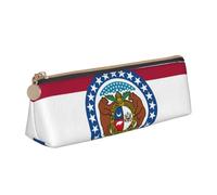 QIN&ZHENG Missouri State Flag Print Small Leather Triangular Pouch Lightweight Cosmetic Case Novelty Compact Organizer, White, One Size, Stylish, White, One Size, Stylish