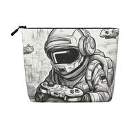 QIN&ZHENG Monochrome Sketch Style Gaming Print Cosmetic Bag Zipper Large Makeup Bag Novelty Toiletry Pouch for Women Lightweight, Black, One Size, Black, One Size