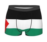 QIN&ZHENG Palestine flag Print Mens Funny Underwear Shorts, Boxer Briefs For Men,Stretch Boxer Briefs for Men No Ride-Up, Black, L