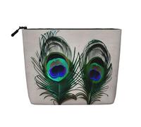 QIN&ZHENG Peacock Feather Print Cosmetic Bag Zipper Large Makeup Bag Novelty Toiletry Pouch for Women Lightweight, Black, One Size, Black, One Size