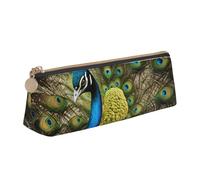 QIN&ZHENG peacock feather Print Fashion Leather Triangular Pouch Lightweight Cosmetic Case Full-Print Compact Organizer, White, One Size, Stylish, White, One Size, Stylish