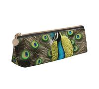 QIN&ZHENG peacock feather Print Fashion Leather Triangular Pouch Lightweight Cosmetic Case Full-Print Compact Organizer, White, One Size, Stylish, White, One Size, Stylish