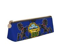 QIN&ZHENG Pennsylvania State Flag Print Small Leather Triangular Pouch Lightweight Cosmetic Case Novelty Compact Organizer, White, One Size, Stylish, White, One Size, Stylish