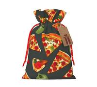 QIN&ZHENG Pizza Patterns print Drawstring Gifts Bag for Women Christmas Birthday Personalized Present Bag,1 Piece