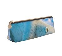 QIN&ZHENG polar bear Print Fashion Leather Triangular Pouch Lightweight Cosmetic Case Full-Print Compact Organizer, White, One Size, Stylish, White, One Size, Stylish