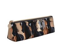 QIN&ZHENG running horses Print Fashion Leather Triangular Pouch Lightweight Cosmetic Case Full-Print Compact Organizer, White, One Size, Stylish, White, One Size, Stylish