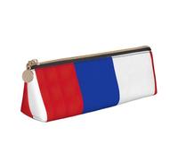 QIN&ZHENG Russian Flag Print Small Leather Triangular Pouch Lightweight Cosmetic Case Novelty Compact Organizer, White, One Size, Stylish, White, One Size, Stylish