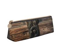 QIN&ZHENG Rustic Antique Wooden Door Print Fashion Leather Triangular Pouch Lightweight Cosmetic Case Full-Print Compact Organizer, White, One Size, Stylish, White, One Size, Stylish