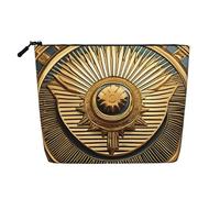 QIN&ZHENG Sun Old Egyptian Timeless Grace Print Cosmetic Bag Zipper Large Makeup Bag Novelty Toiletry Pouch for Women Lightweight, Black, One Size, Black, One Size