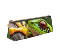 QIN&ZHENG Tree Frog Baby Print Fashion Leather Triangular Pouch Lightweight Cosmetic Case Full-Print Compact Organizer, White, One Size, Stylish, White, One Size, Stylish