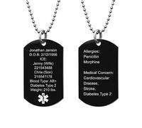 Qina C. Medical Alert ICE Custom Engraved Medical ID Dog Tag Emergency Med Alert Pendant Ball C Personalized information f/Men Women